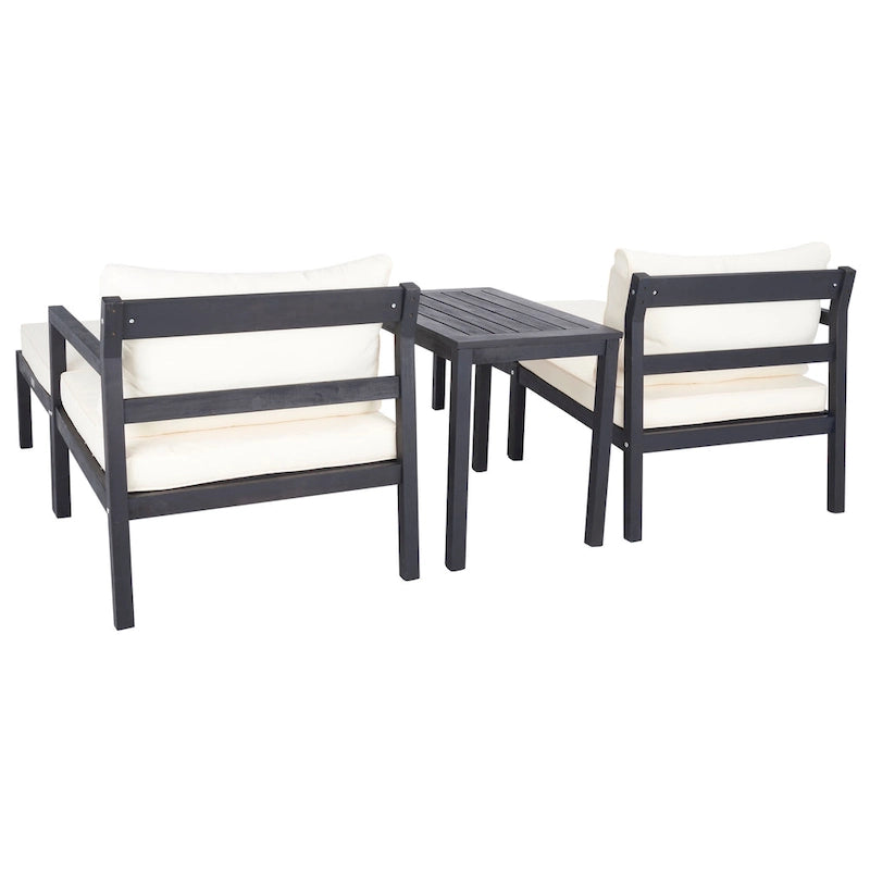 SAFAVIEH Outdoor Living Ensemble de 5 meubles d'extérieur Pratia – Gris ardoise foncé/beige – 29 larg. x 27 prof. x 27 haut.
