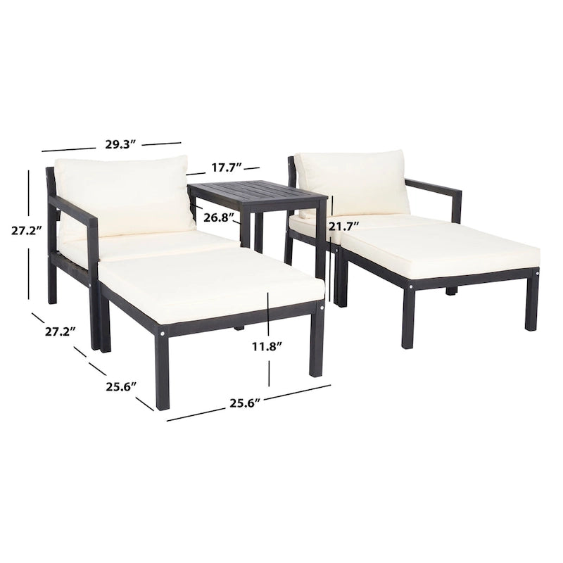 SAFAVIEH Outdoor Living Ensemble de 5 meubles d'extérieur Pratia – Gris ardoise foncé/beige – 29 larg. x 27 prof. x 27 haut.