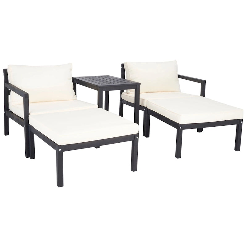 SAFAVIEH Outdoor Living Ensemble de 5 meubles d'extérieur Pratia – Gris ardoise foncé/beige – 29 larg. x 27 prof. x 27 haut.