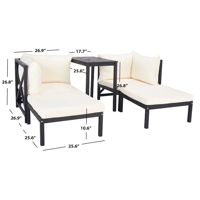 SAFAVIEH Outdoor Living Ensemble sectionnel 5 pièces Ronson – Gris ardoise foncé/Beige – 27L x 27P x 27H