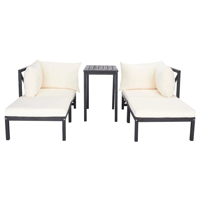 SAFAVIEH Outdoor Living Ensemble sectionnel 5 pièces Ronson – Gris ardoise foncé/Beige – 27L x 27P x 27H