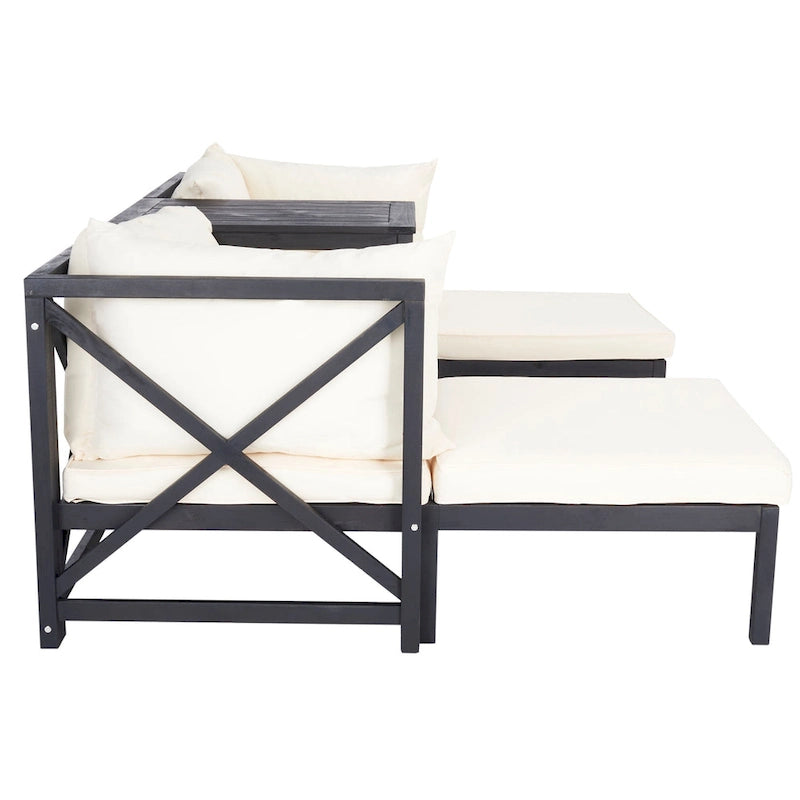 SAFAVIEH Outdoor Living Ensemble sectionnel 5 pièces Ronson – Gris ardoise foncé/Beige – 27L x 27P x 27H