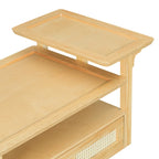 Table Basse Moderne U Can avec Étagère de Rangement et Tiroir en Rotin