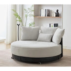 Fauteuil pivotant rond surdimensionné de 52,75 po avec support de téléphone réglable
