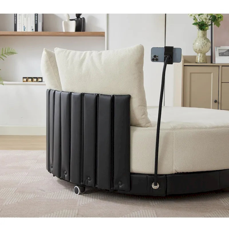 Fauteuil pivotant rond surdimensionné de 52,75 po avec support de téléphone réglable