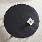 Table basse ronde forme tambour faite à la main moderne 31,5 pouces base robuste