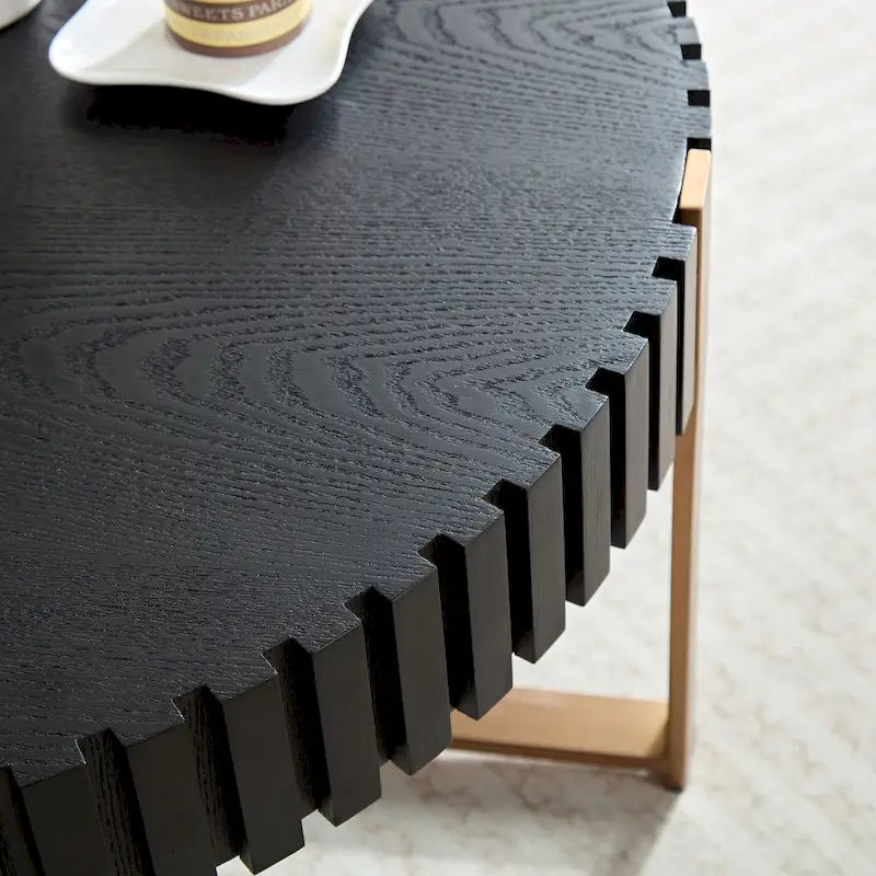 Table basse ronde forme tambour faite à la main moderne 31,5 pouces base robuste