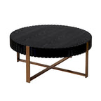Table basse ronde forme tambour faite à la main moderne 31,5 pouces base robuste
