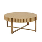 Table basse ronde forme tambour faite à la main moderne 31,5 pouces base robuste