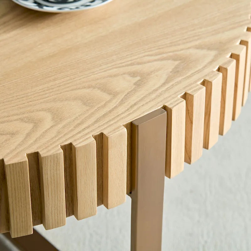 Table basse ronde forme tambour faite à la main moderne 31,5 pouces base robuste