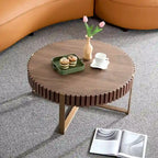 Table basse ronde forme tambour faite à la main moderne 31,5 pouces base robuste