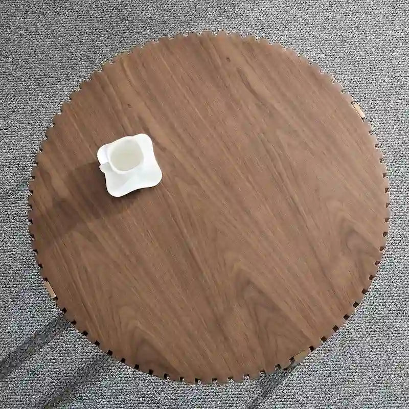 Table basse ronde forme tambour faite à la main moderne 31,5 pouces base robuste