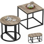 Ensemble de 3 tables basses ovales modernes avec 2 tables d'appoint et cadre en métal