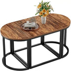 Ensemble de 3 tables basses ovales modernes avec 2 tables d'appoint et cadre en métal