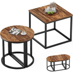 Ensemble de 3 tables basses ovales modernes avec 2 tables d'appoint et cadre en métal
