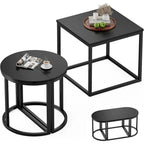 Ensemble de 3 tables basses ovales modernes avec 2 tables d'appoint et cadre en métal