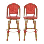 29,5 Tabourets de bar français en rotin synthétique et aluminium pour extérieur, lot de 2