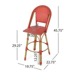 29,5 Tabourets de bar français en rotin synthétique et aluminium pour extérieur, lot de 2