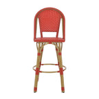 29,5 Tabourets de bar français en rotin synthétique et aluminium pour extérieur, lot de 2