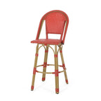 29,5 Tabourets de bar français en rotin synthétique et aluminium pour extérieur, lot de 2