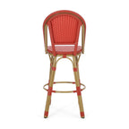 29,5 Tabourets de bar français en rotin synthétique et aluminium pour extérieur, lot de 2