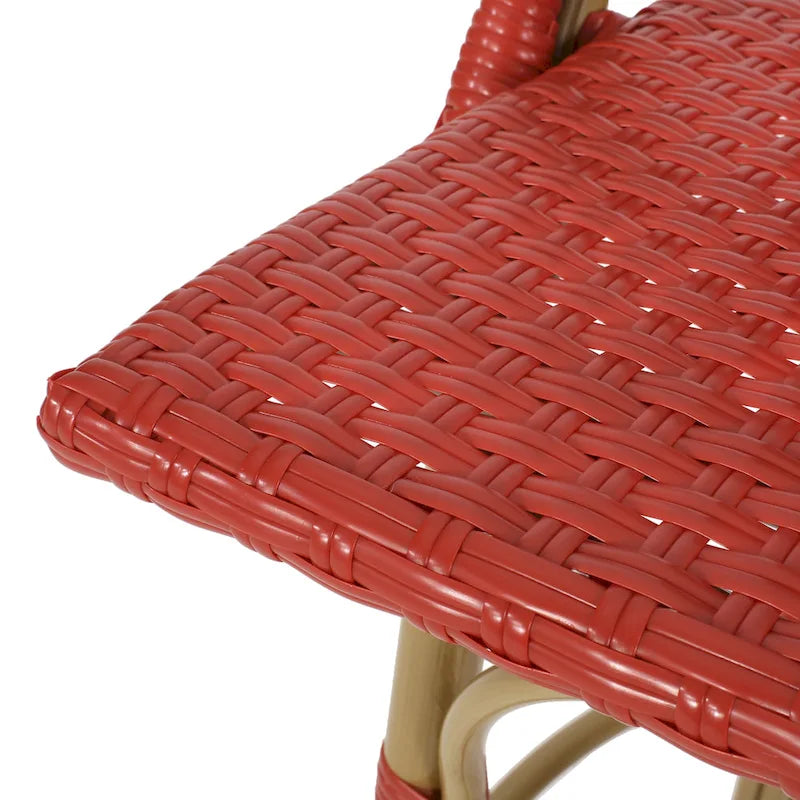 29,5 Tabourets de bar français en rotin synthétique et aluminium pour extérieur, lot de 2