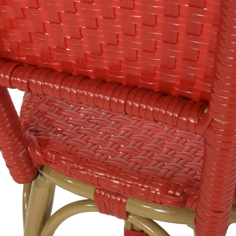 29,5 Tabourets de bar français en rotin synthétique et aluminium pour extérieur, lot de 2