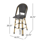 29,5 Tabourets de bar français en rotin synthétique et aluminium pour extérieur, lot de 2