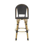 29,5 Tabourets de bar français en rotin synthétique et aluminium pour extérieur, lot de 2