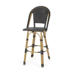 29,5 Tabourets de bar français en rotin synthétique et aluminium pour extérieur, lot de 2
