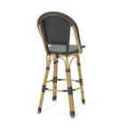 29,5 Tabourets de bar français en rotin synthétique et aluminium pour extérieur, lot de 2