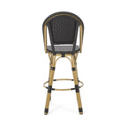 29,5 Tabourets de bar français en rotin synthétique et aluminium pour extérieur, lot de 2
