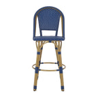 29,5 Tabourets de bar français en rotin synthétique et aluminium pour extérieur, lot de 2