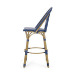 29,5 Tabourets de bar français en rotin synthétique et aluminium pour extérieur, lot de 2