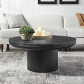 Table basse ronde de 35,98 pouces avec base à pieds cylindriques, placage grain de bois, adaptée pour la chambre à coucher, le salon, le balcon et le bureau
