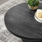 Table basse ronde de 35,98 pouces avec base à pieds cylindriques, placage grain de bois, adaptée pour la chambre à coucher, le salon, le balcon et le bureau