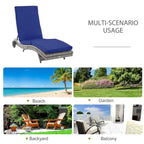 Bain de soleil Outsunny, chaise longue d'extérieur en rotin PE avec coussins, dossier réglable sur 5 niveaux et roulettes