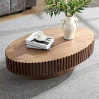 Table basse ovale de forme tambour faite à la main moderne 43,7 pouces Base robuste