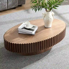 Modern Handmade Drum Shape Oval Coffee Table 43.7 Inches Sturdy Base