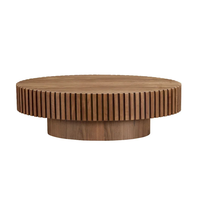 Table basse ovale de forme tambour faite à la main moderne 43,7 pouces Base robuste