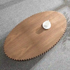 Table basse ovale de forme tambour faite à la main moderne 43,7 pouces Base robuste