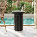 Table d'appoint moderne en marbre noir d'intérieur/extérieur Christopher Knight Home