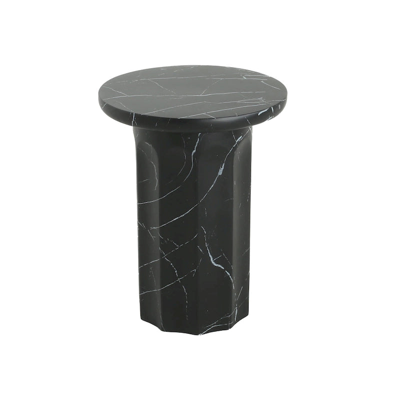 Table d'appoint moderne en marbre noir d'intérieur/extérieur Christopher Knight Home