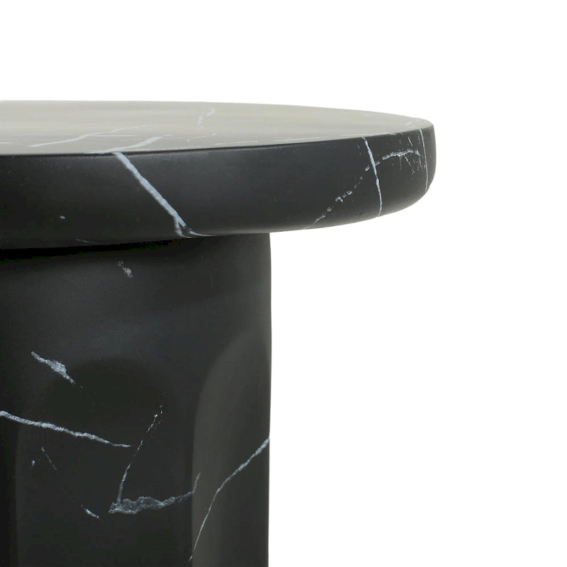Table d'appoint moderne en marbre noir d'intérieur/extérieur Christopher Knight Home