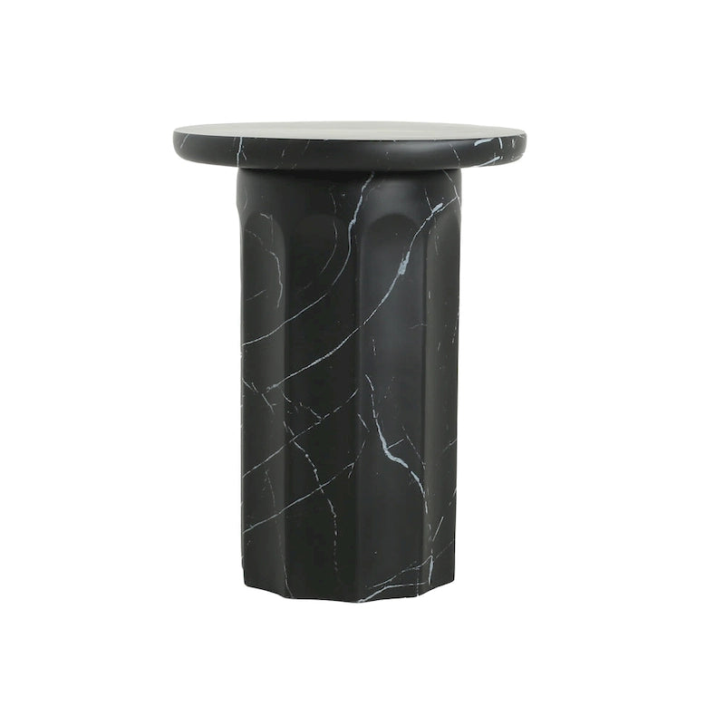 Table d'appoint moderne en marbre noir d'intérieur/extérieur Christopher Knight Home