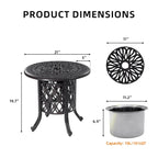 GDFStudio - Table d'appoint Todd 21 avec seau à glace amovible, cadre en aluminium moulé antirouille, finition brossée à la main
