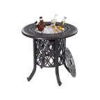 GDFStudio - Table d'appoint Todd 21 avec seau à glace amovible, cadre en aluminium moulé antirouille, finition brossée à la main