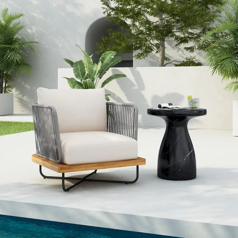 Christopher Knight Home - Emerson Coastal Acacia Wood Outdoor Chair with Cushions