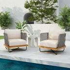 Christopher Knight Home - Fauteuil d'extérieur Emerson en bois d'acacia de style côtier avec coussins