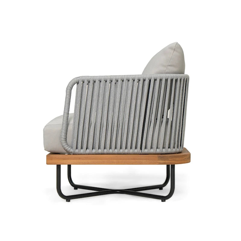Christopher Knight Home - Fauteuil d'extérieur Emerson en bois d'acacia de style côtier avec coussins